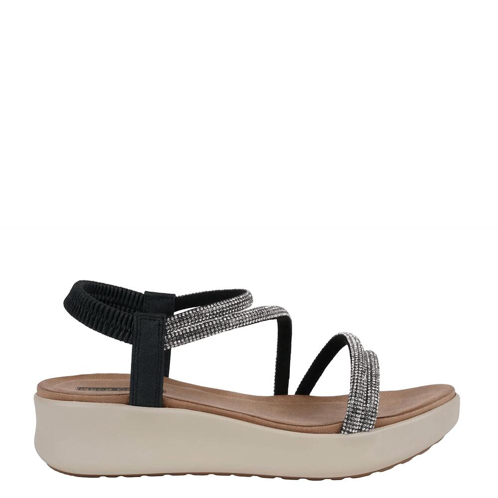NEW GC SHOES women's embellished wedge sandal in emory black